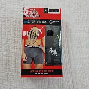 Puma 5 Pack Boxer Briefs Men's L (36-38) Grey Black Tag Free Fast Dry Stretch